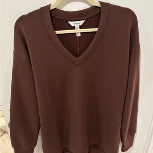 SPANX Women's Deep Brown V-Neck Sweater
